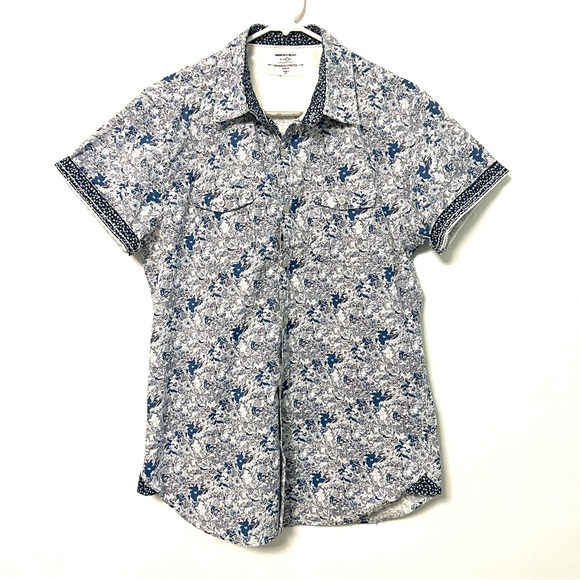 NWT COTTON SOFT RELAXED FLORAL PRINT SHIRT SLEEVE BUTTON UP SHIRT - Picture 6 of 15